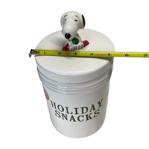 Rae Dunn Peanuts Snoopy Ceramic Holiday Snacks Treats Cookie Jar Topped Canister - Picture 4 of 6